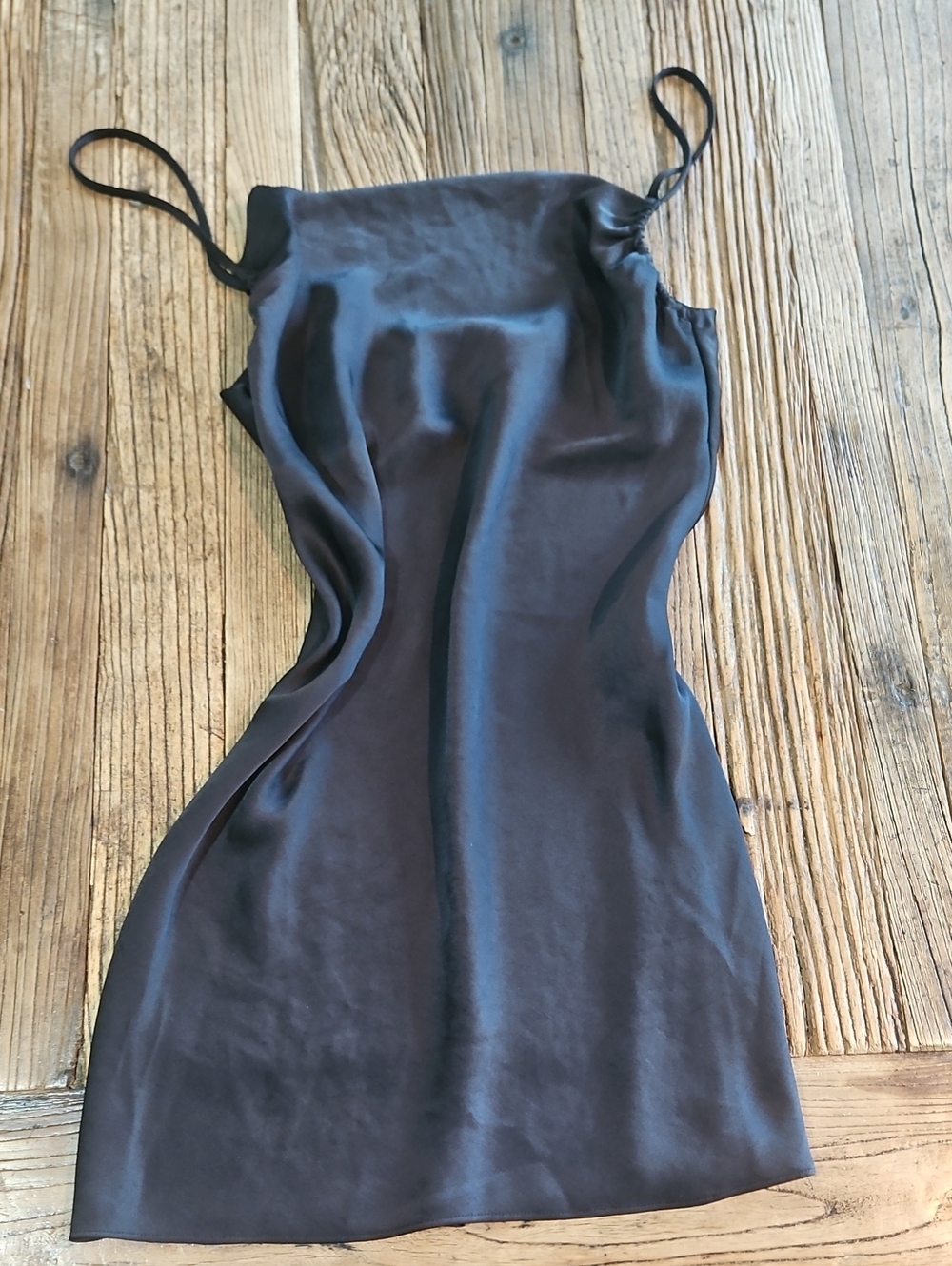 Wilfred Aritzia Black Satin Slip Mini Dress Size XS Adjustable Straps
